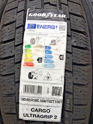 1x Winterreifen Goodyear Cargo Ultra Grip 2 195/65 R16C 104/102T 3PMSF  (D/C/71)