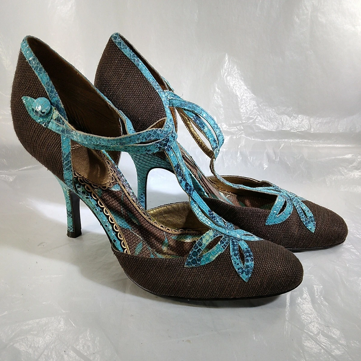 J Vincent Women's Shoes Heels Brown And Blue Size 7.5 SKU#09758