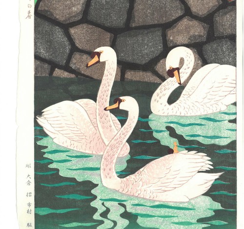 Kasamatsu Shiro Vintage Woodblock Print Spring at the Moat - Picture 4 of 10