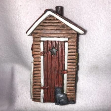 The Country House Collection Resin Outhouse Potting Shed She Shed Cat Sunflowers