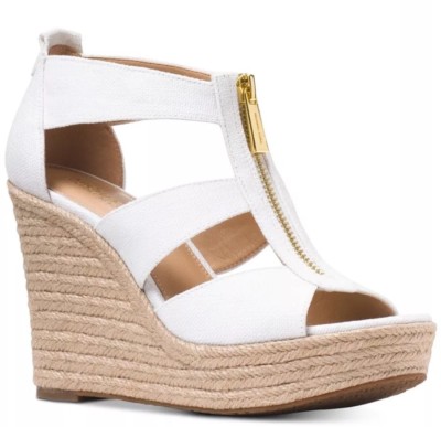 New Michael Kors Damita Espadrille Wedge Sandal platform zip optic white canvas | eBay