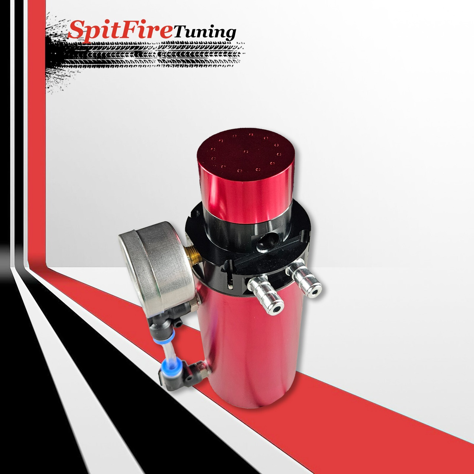 Oil Catch Can Baffled Tank Breather Universal Red V2.0 Fits Aston Martin