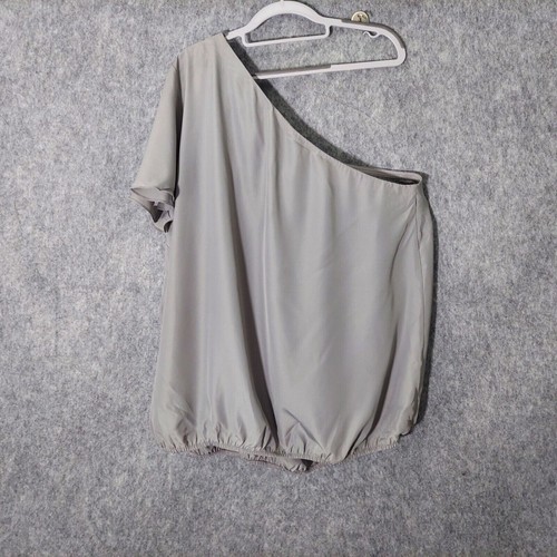 Lane Bryant Top Plus 26 Sequin One Shoulder Ruffle Gray Boho Festival Romantic - Picture 7 of 10
