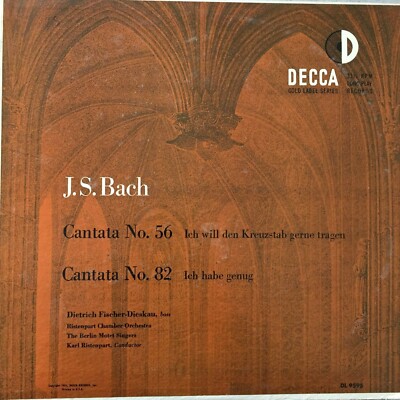 J.S. BACH: Cantata Nr. 56/82 - Fischer-Dieskau /Ristenpart (US Decca DL 9595/NM)