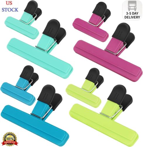 TACGEA Chip Clips, 8 Pack Food Clips, Upgrade Wide Open Bag Clips for Food Stora
