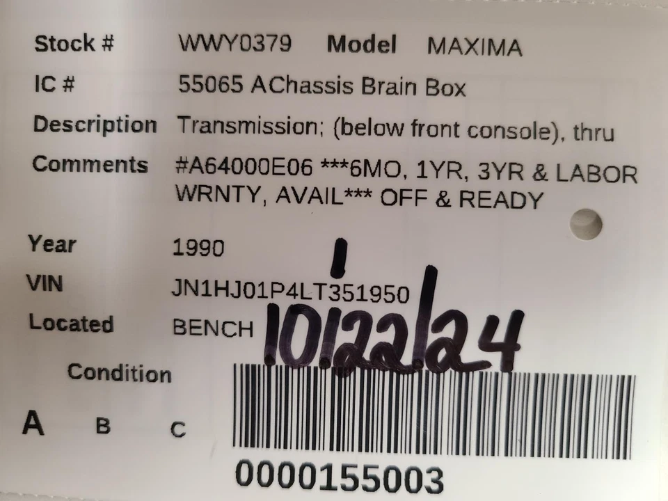 Módulo de control de transmisión usado se adapta a: Nissan Máxima 1990 transmisión inferior para Foto 3 de 4