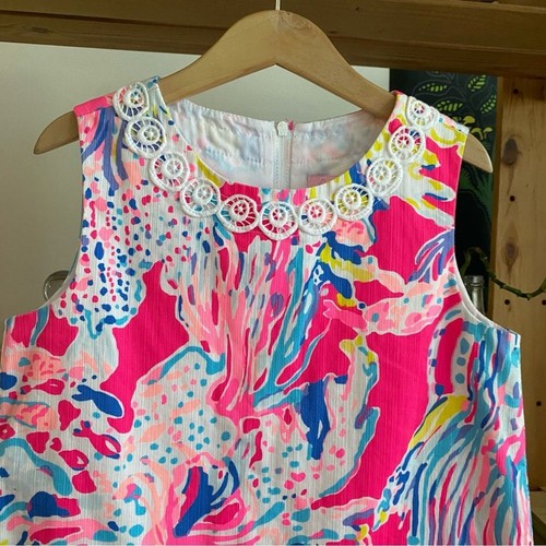 Lilly Pulitzer Pink Colorful Coral Reef Fish Print Classic Lace Shift Dress - Picture 4 of 12