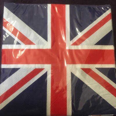 16 x Union Jack Square Napkins:Queen Platinum Jubilee tableware