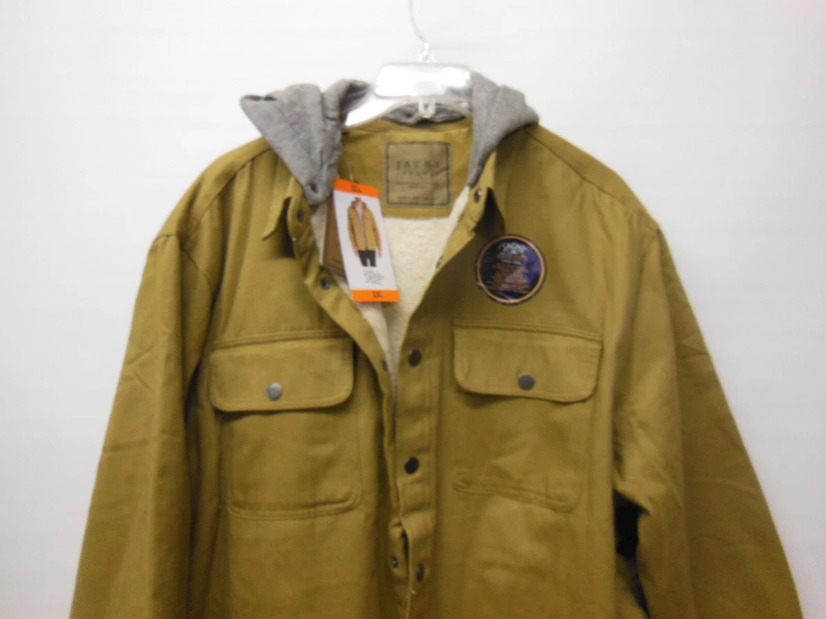 sherpa lined Men's hooded Jacket w/ Snap Front Closure - Size XXL - New w/ Tag