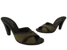 DONALD J.PLINER ITALY TEXTILE - CROCO LEATHER SANDALS 3" HEELS SIZE US 6M HOT