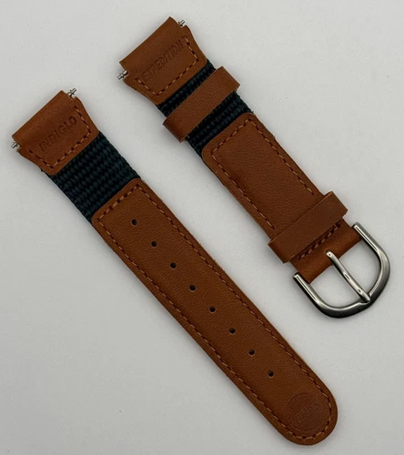 16mm Vintage Timex Expedition Women Nylon Leather Watch Band TAN/GREEN -  NEW!
