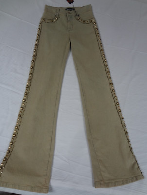 NWT BRAZIL ROXX TAN BEIGE STUDDED RIVIT DOWN SIDES WOMENS SIZE 2 K64