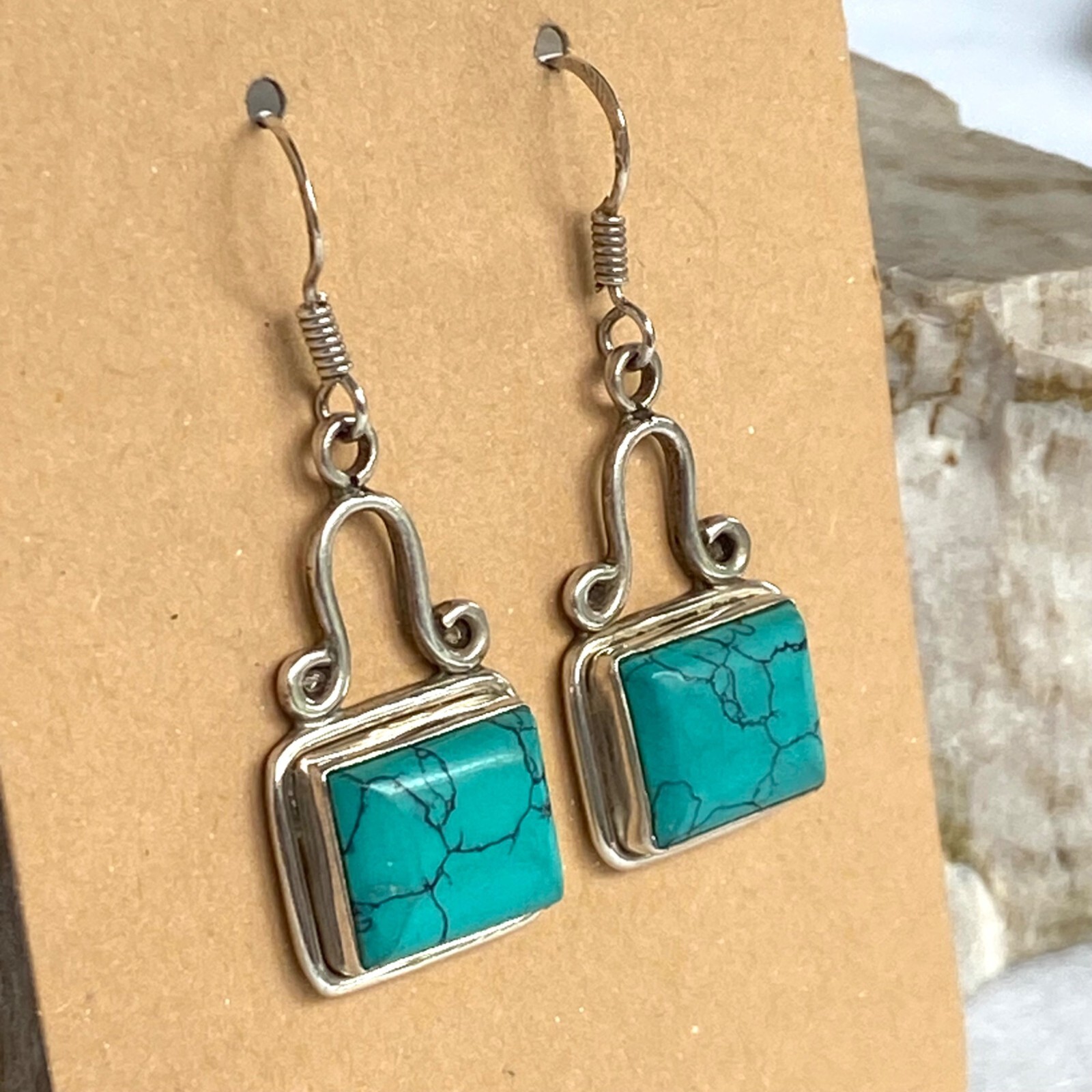 Sterling Silver 925 1.64" Rectangular Bezel Set T… - image 21