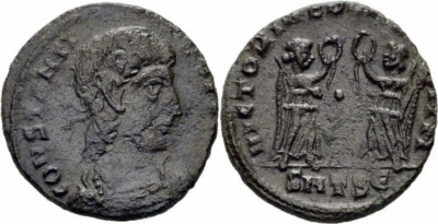 Constantius II Follis Thessalonica 347/8 VICTORIAE DD AVGGQ NN Victorien RIC 99