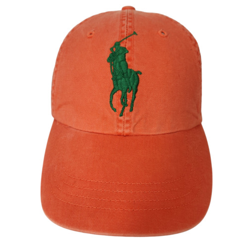 Polo Ralph Lauren Hat Cap OS Orange Green Big Pon… - image 1