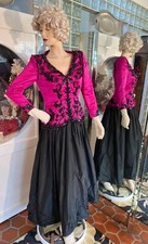 VTG Black  Pink Silk Beaded GOWN size 8 Formal VTG