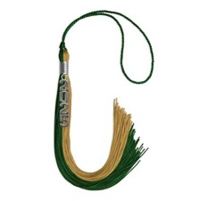 Endea Graduation Hunter Green/Antique Gold Tassel With Silver Stacked Date Drop