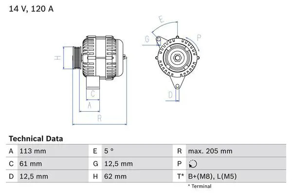 Alternatore con puleggia a ruota libera 0 986 049 530 BOSCH per OPEL FIAT