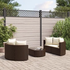 Patio Sofa Set Set of 5 Brown