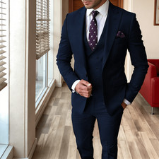 Classic Mens 3 Piece Suit Wedding Business Formal Blazer Vest Pants Set