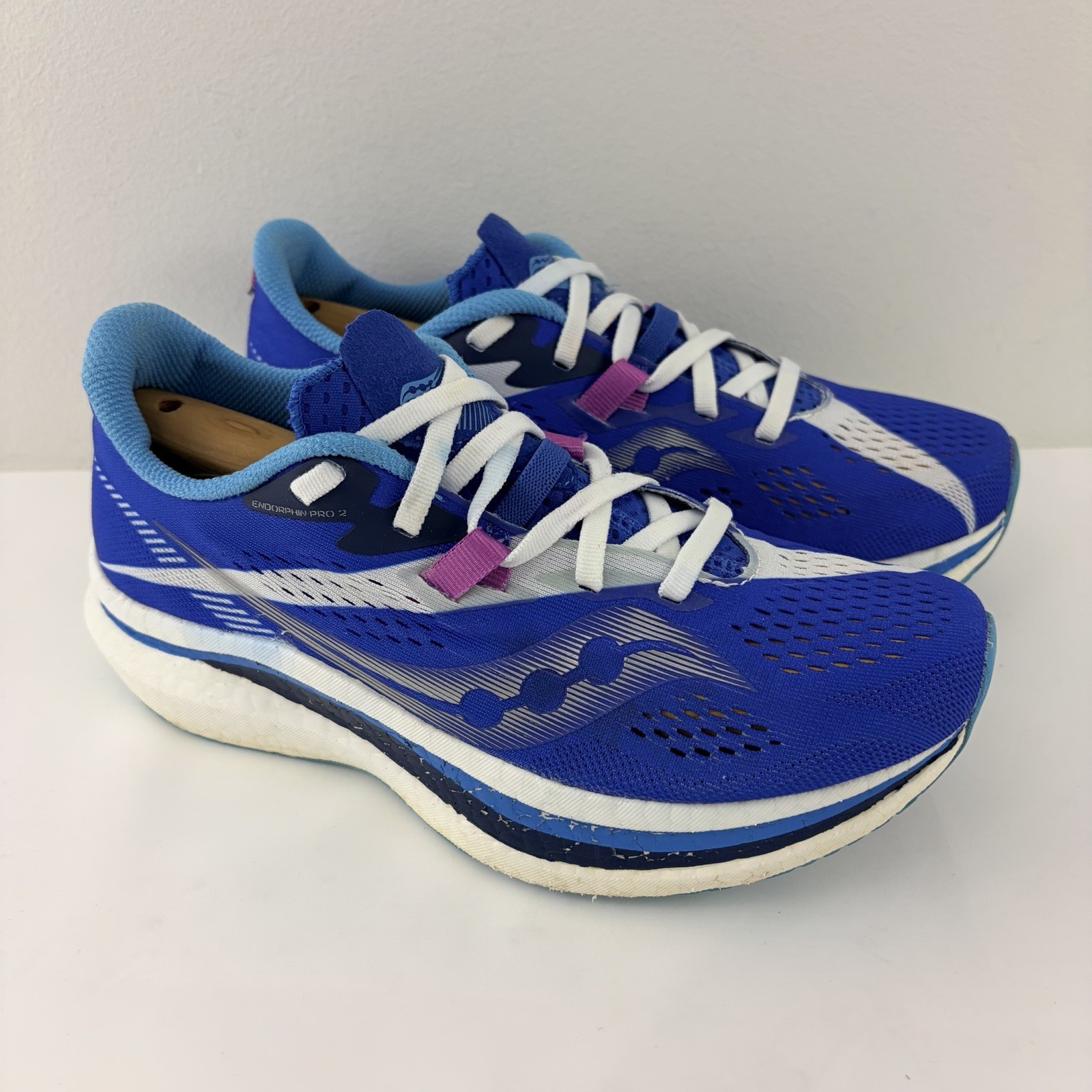 Saucony Endorphin Pro 2 Women’s Blue Running Shoes Carbon Plate US 7.5