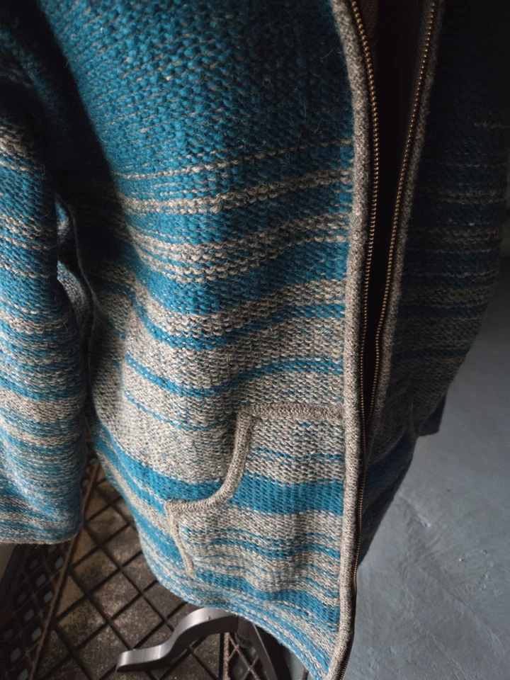 Chaqueta con capucha de lana pesada/cálida XL para hombre con cierre de cremallera azul y gris Foto 4 de 4