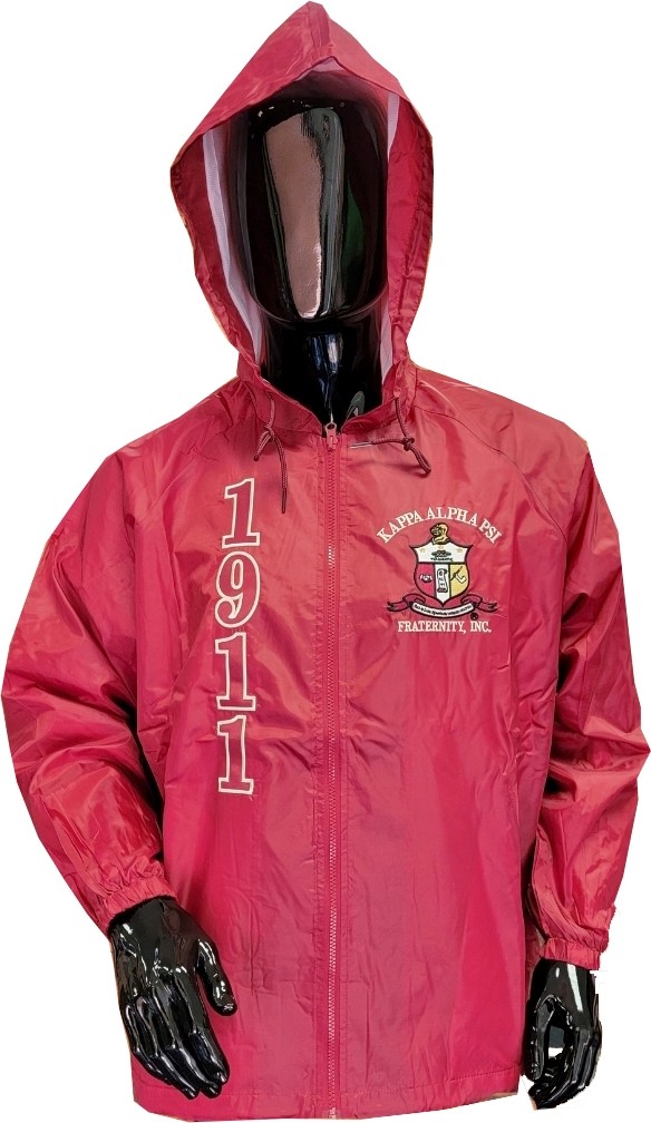 Buffalo Dallas Kappa Alpha Psi Hooded Windbreaker Line Jacket &lbrack;Crimson Red - XL&rsqb;