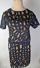 Benjamin Jay Women Black Lace illusion Cropped/Skirt Set Made in USA Size XS