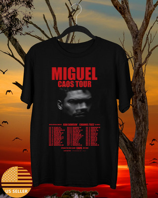 Miguel Caos Tour Black Cotton Graphic Tee T Shirt Full Size S-5XL