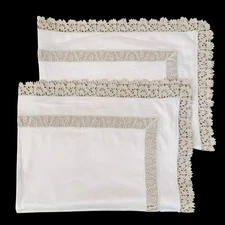 2 FRETTE Standard Pink & Beige B SEMPIONE PIZZO LACE SHAMS