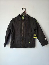 John Deere Black Canvas Tractor Jacket Youth Small Quilted Lining NWT 6-7