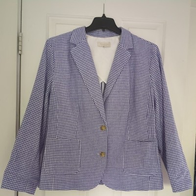 Talbots Navy & White Gingham Check Summer Blazer 20W
