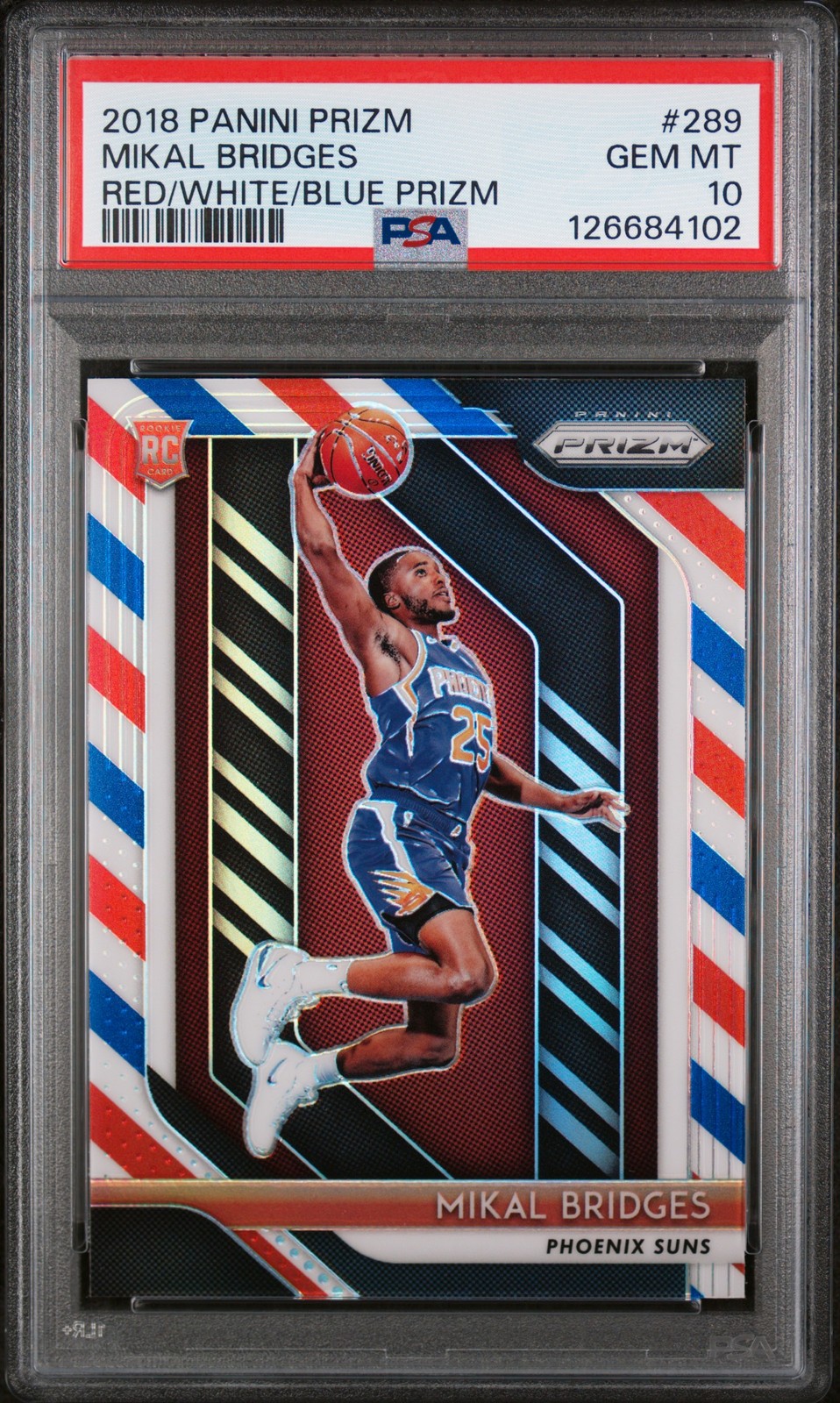 2018 PANINI PRIZM RED/WHITE/BLUE PRIZM #289 MIKAL BRIDGES PSA 10