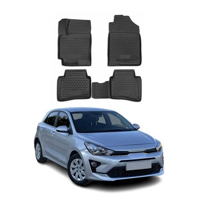 OMAC Floor Mats Liner for Kia Rio 2018-2024 Black TPE All-Weather 4 Pcs