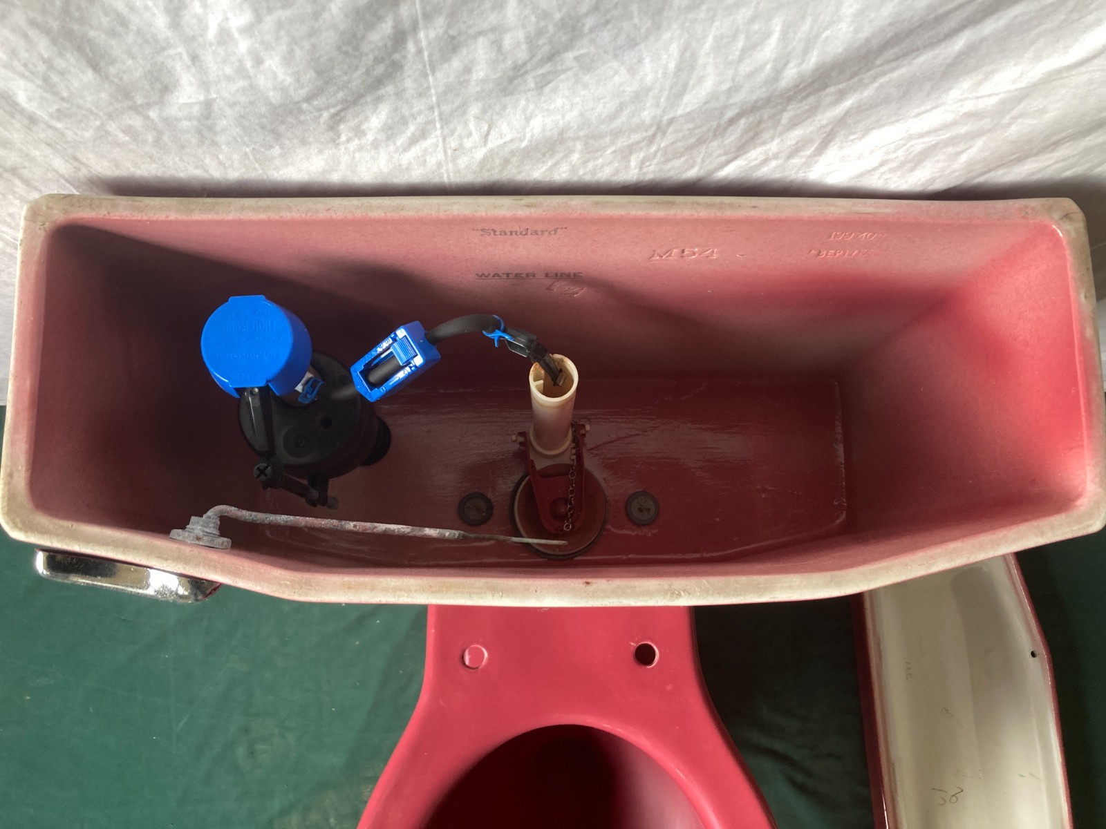 Vtg Mid Century Burgundy T'ang Red Porcelain Toilet Standard Round Bowl 336-25E