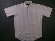 Manhattan Shirt Men 15.5 Yellow Striped Button Classic Casual Preppy Office