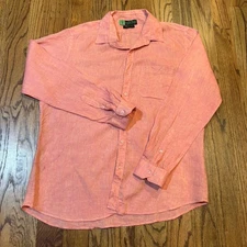 Ram Raj Linen Park Pure Linen 5605 Smart Fit XL Button Down Shirt Coral Pink