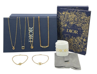 Auth Christian Dior gold necklaces bracelet notebook Set of 7 W/Box SK110502