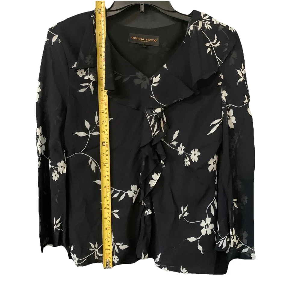 Donna Ricco 花卉晚礼服纽扣衬衫女式 - 6 码黑色 — 第 4/4 张图片