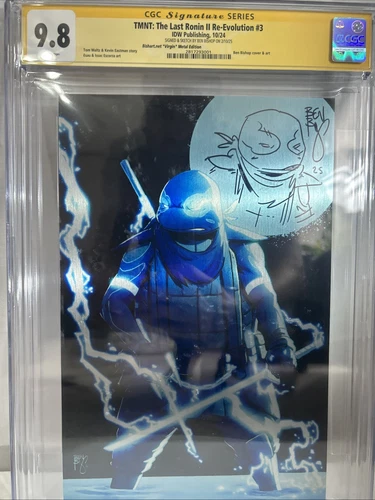 TMNT the Last Ronin II Re-Evolution #3 Metal CGC 9.8 Ben Bishop Signed & Sketch