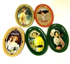 REPRO Vintage Set of 5 Oval COCA-COLA Small Tip Trays