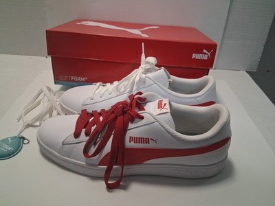 Puma Smash V2 White Red Mens 11.5