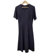 Quince Women Ultra-Stretch Ponte Short Sleeve Midi Dress Navy Basic Sleeved L