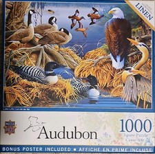 MasterPieces Audubon Lake Life Linen 1000-Piece Jigsaw Puzzle w/ Bonus Poster