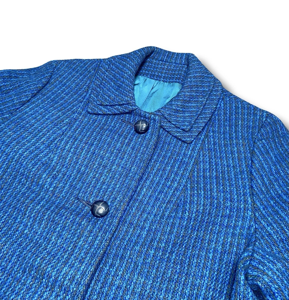 Abrigo de lana virgen Harris Tweed escocés vintage años 60 para mujer abrigo mediano Foto 3 de 4