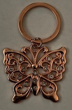 BEAUTIFUL NEW SHINY BUTTERFLY KEYCHAIN KEYRING KEY CHAIN SHINY BRASS COLORED FUN