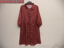 Petal Lush Women's Red 3/4 Sleeve Collar Neck Cinched Waist Button Dress, Sz XL