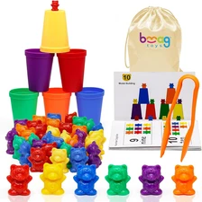 Counting Bears with Matching Sorting Cups, Preschool Learning Toys Color Recogni