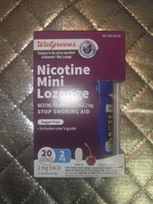 Walgreens Nicotine Mini Lozenge Stop Smoking Aid 2mg Cherry 20 Ct Exp 07/2027