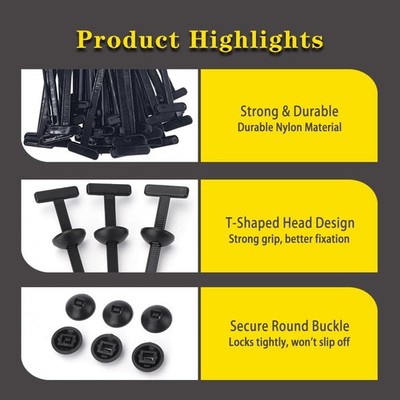 100-Pack Nylon Self-Locking Cable Tie Buckles – Heavy Duty UV-Resistant Fasteners For Outdoor, Auto Repair & Industrial Use (Snap-Fit Design)